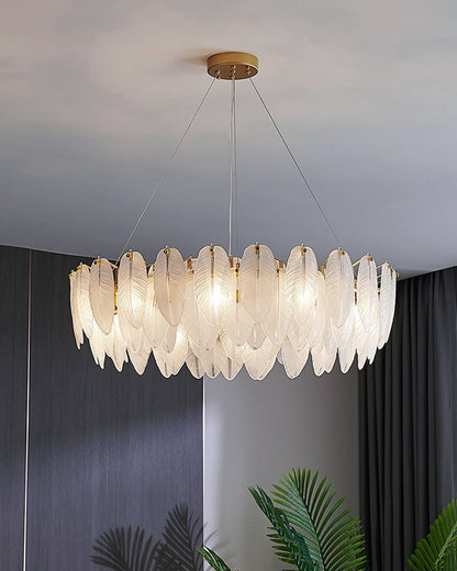 WOMO Frosted Glass Feather Chandelier-WM2196