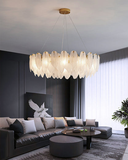 WOMO Frosted Glass Feather Chandelier-WM2196