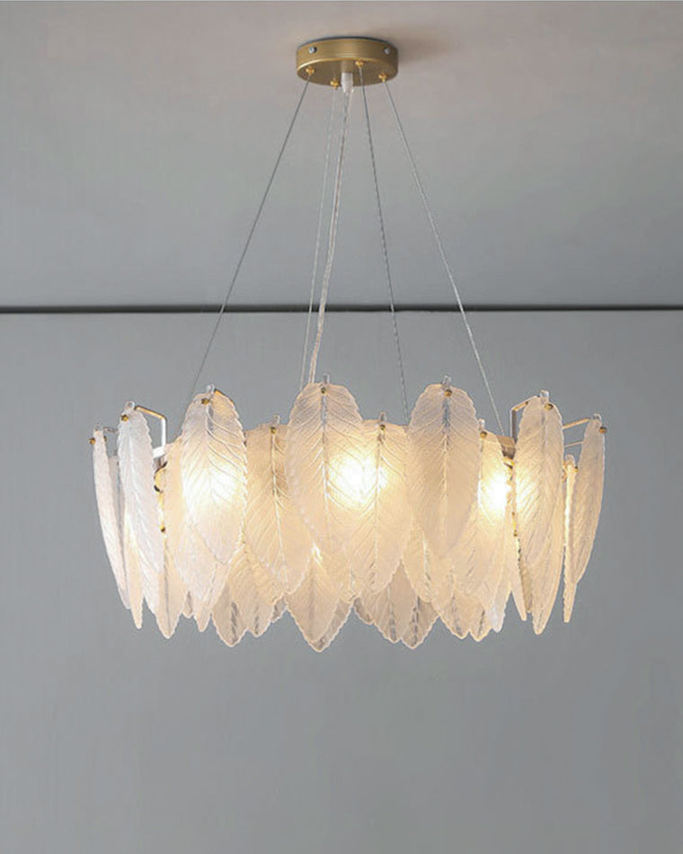 WOMO Frosted Glass Feather Chandelier-WM2196