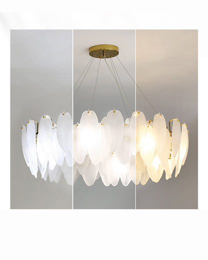 WOMO Frosted Glass Feather Chandelier-WM2196