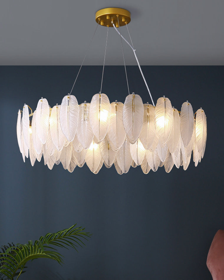 WOMO Frosted Glass Feather Chandelier-WM2196