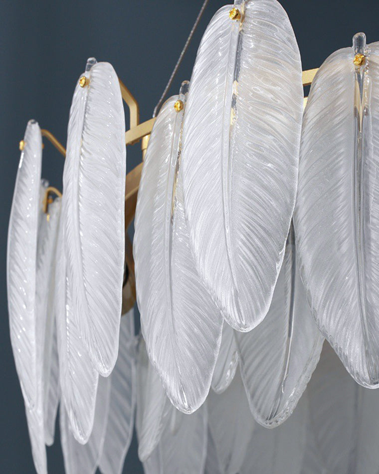 WOMO Frosted Glass Feather Chandelier-WM2196