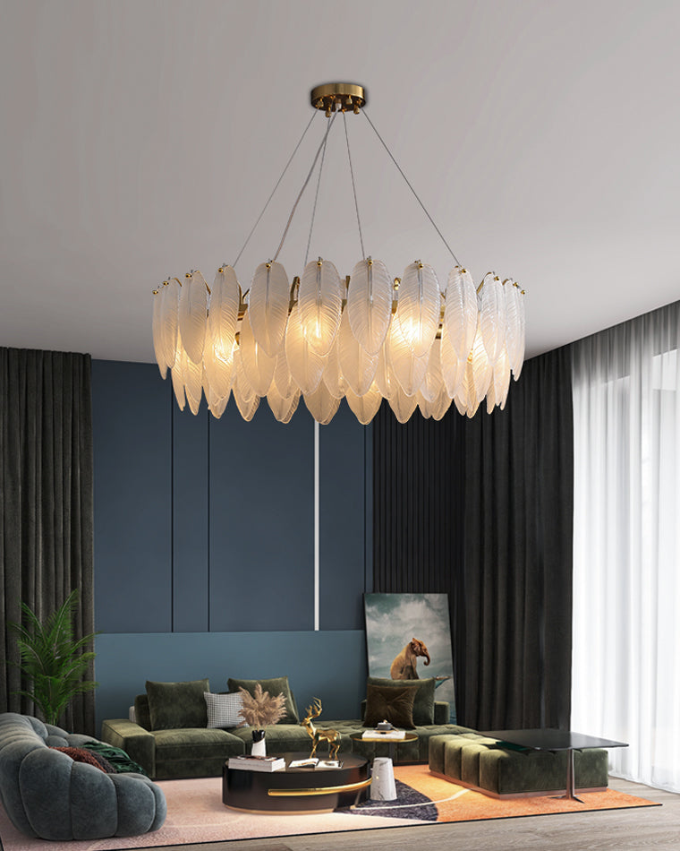 WOMO Frosted Glass Feather Chandelier-WM2196