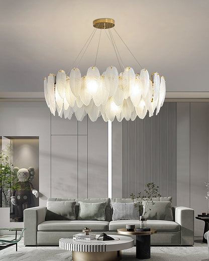 WOMO Frosted Glass Feather Chandelier-WM2196