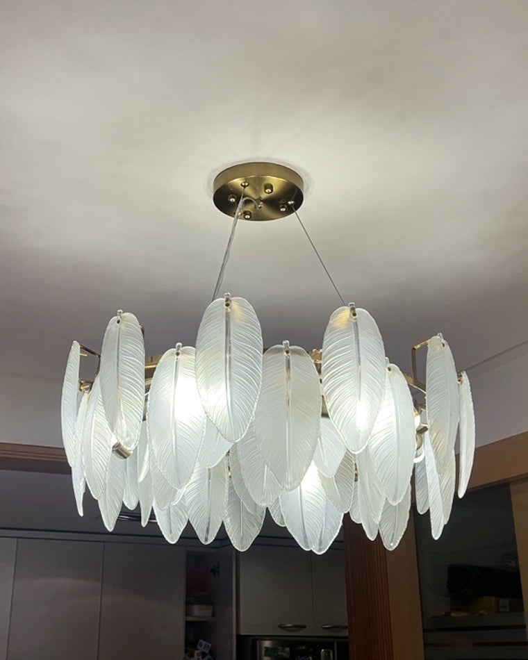 WOMO Frosted Glass Feather Chandelier-WM2196