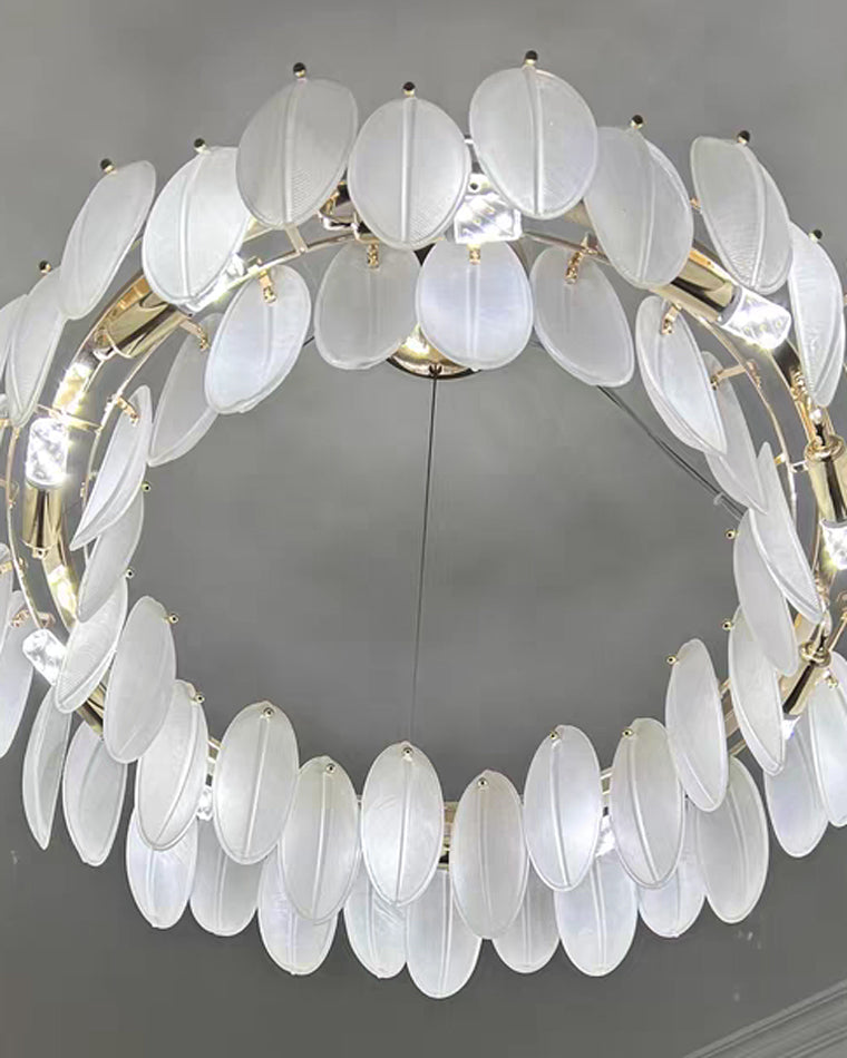 WOMO Frosted Glass Feather Chandelier-WM2196