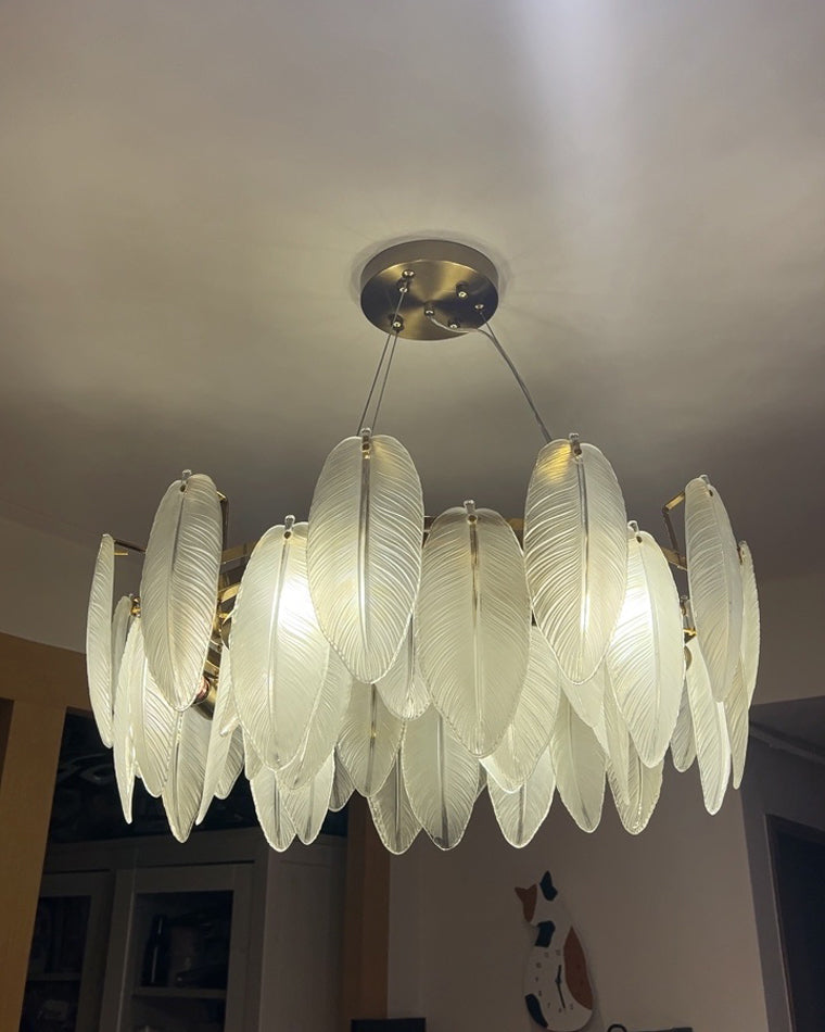 WOMO Frosted Glass Feather Chandelier-WM2196