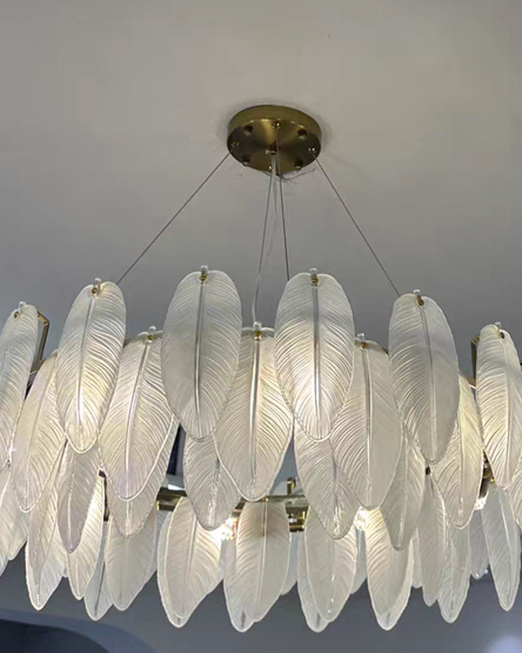 WOMO Frosted Glass Feather Chandelier-WM2196