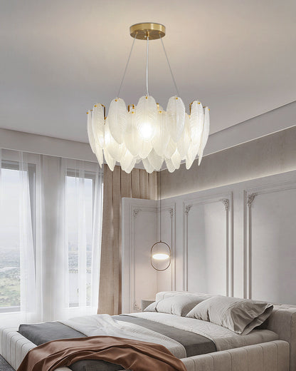 WOMO Frosted Glass Feather Chandelier-WM2196