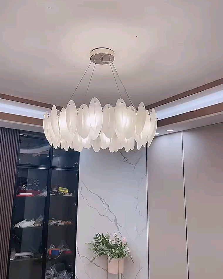 WOMO Frosted Glass Feather Chandelier-WM2196