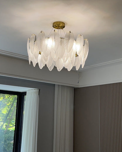 WOMO Frosted Glass Feather Chandelier-WM2196