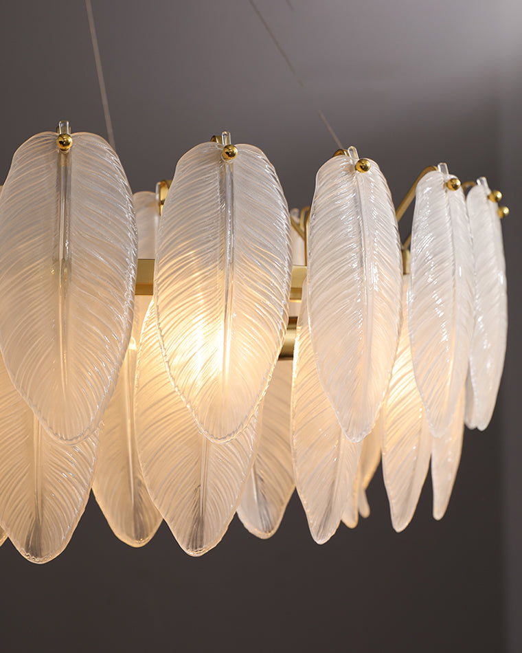 WOMO Frosted Glass Feather Chandelier-WM2196