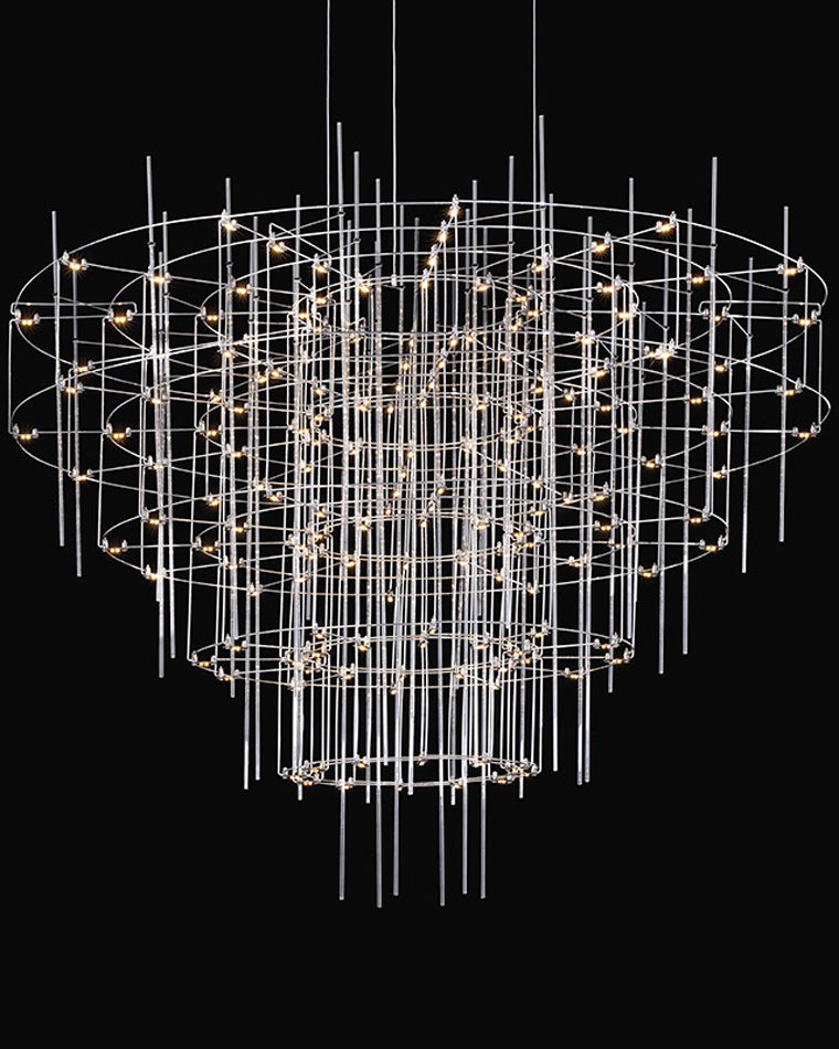 WOMO Tiered Glass Rod Sculptural Chandelier-WM2199