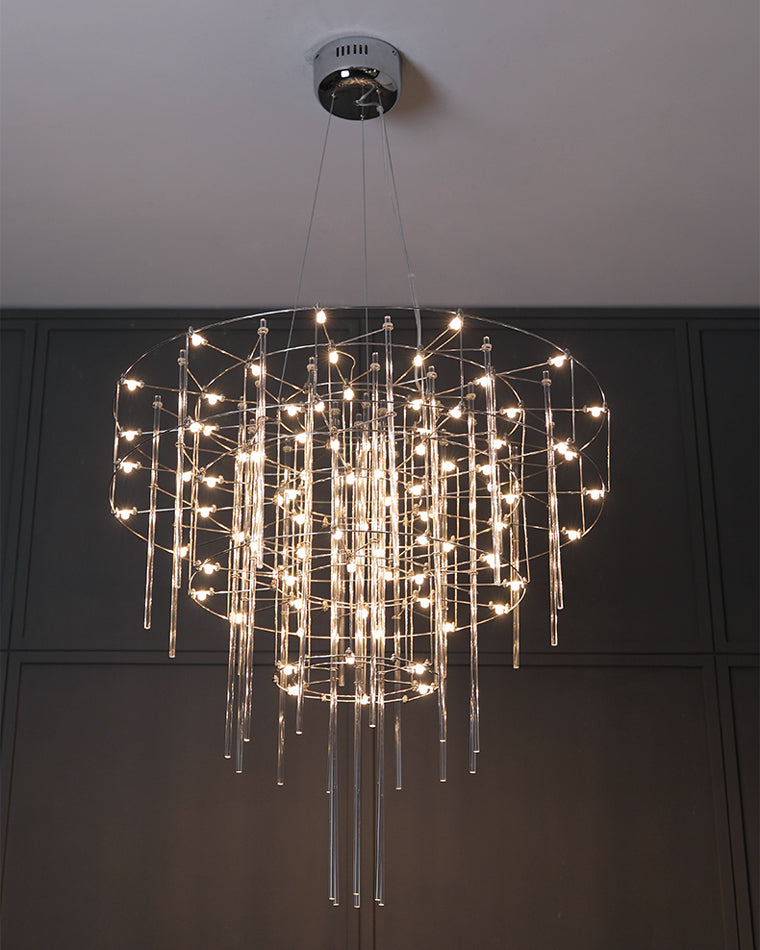 WOMO Tiered Glass Rod Sculptural Chandelier-WM2199