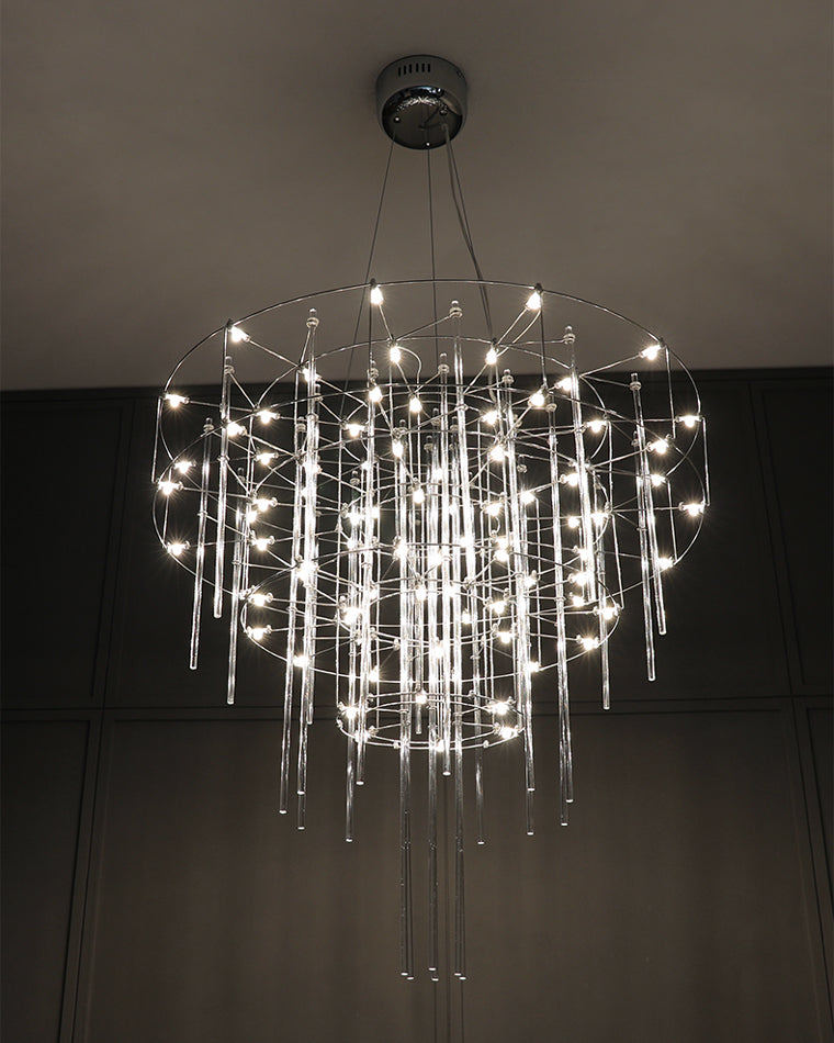 WOMO Tiered Glass Rod Sculptural Chandelier-WM2199