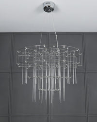 WOMO Tiered Glass Rod Sculptural Chandelier-WM2199