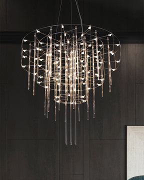 WOMO Tiered Glass Rod Sculptural Chandelier-WM2199