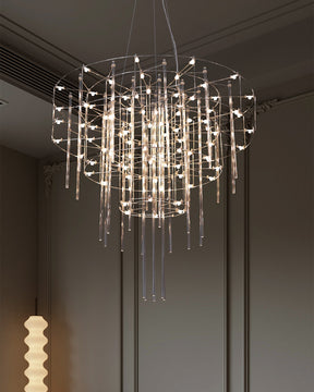 WOMO Tiered Glass Rod Sculptural Chandelier-WM2199