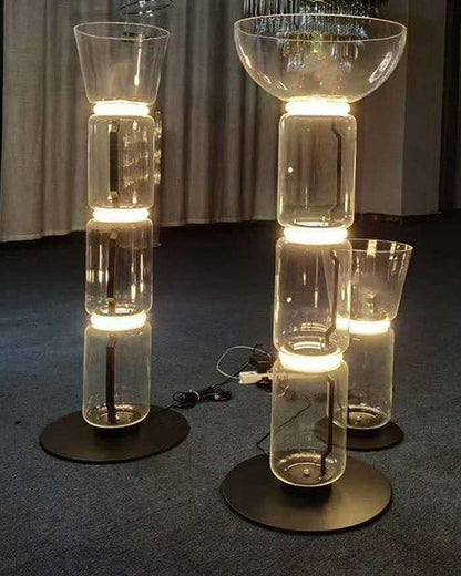 WOMO Glass Column Torchiere Floor Lamp-WM7018