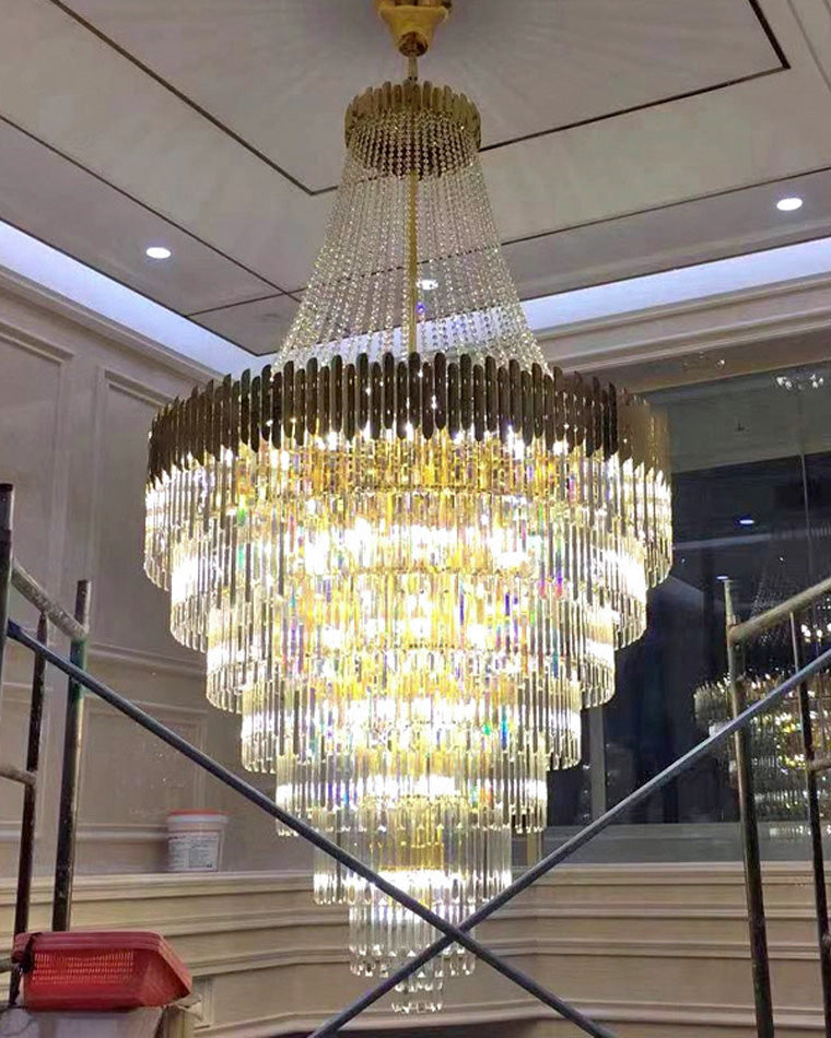 WOMO Tiered Gold Crystal Chandelier-WM2207