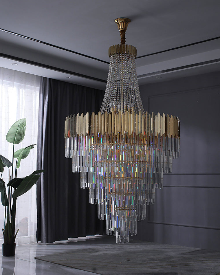 WOMO Tiered Gold Crystal Chandelier-WM2207