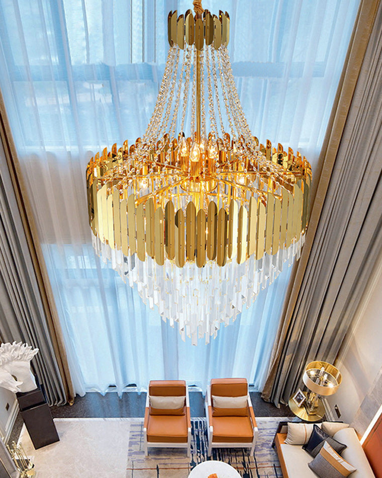 WOMO Tiered Gold Crystal Chandelier-WM2207