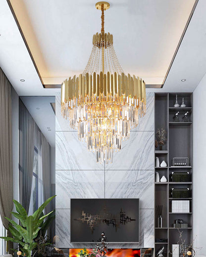 WOMO Tiered Gold Crystal Chandelier-WM2207