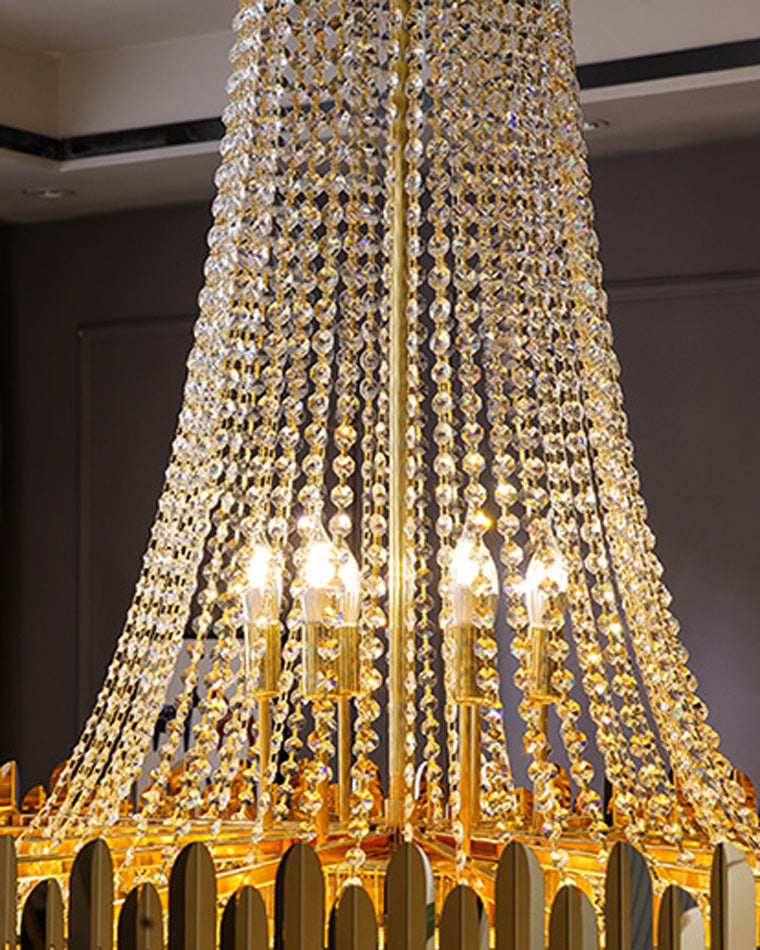 WOMO Tiered Gold Crystal Chandelier-WM2207