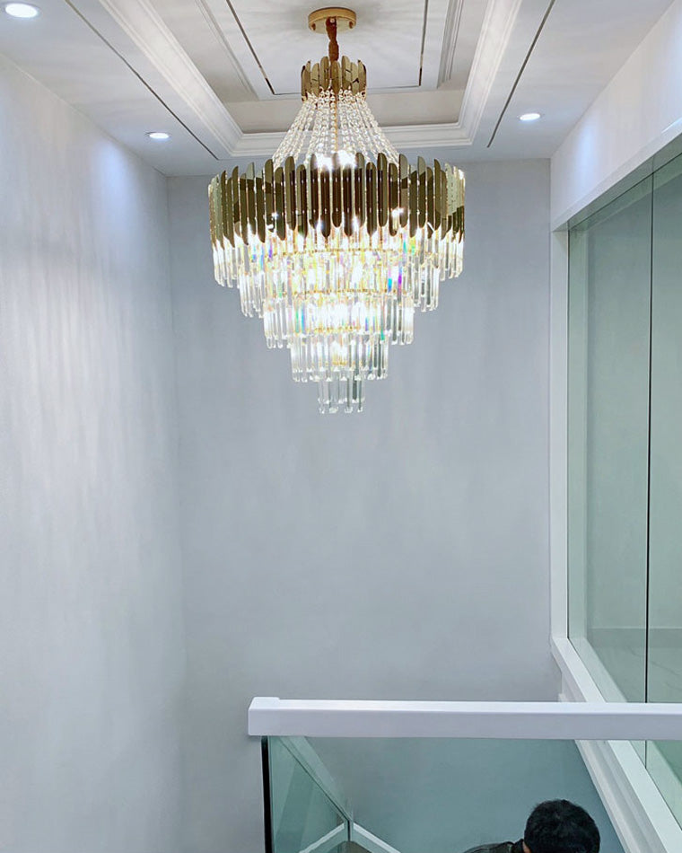 WOMO Tiered Gold Crystal Chandelier-WM2207