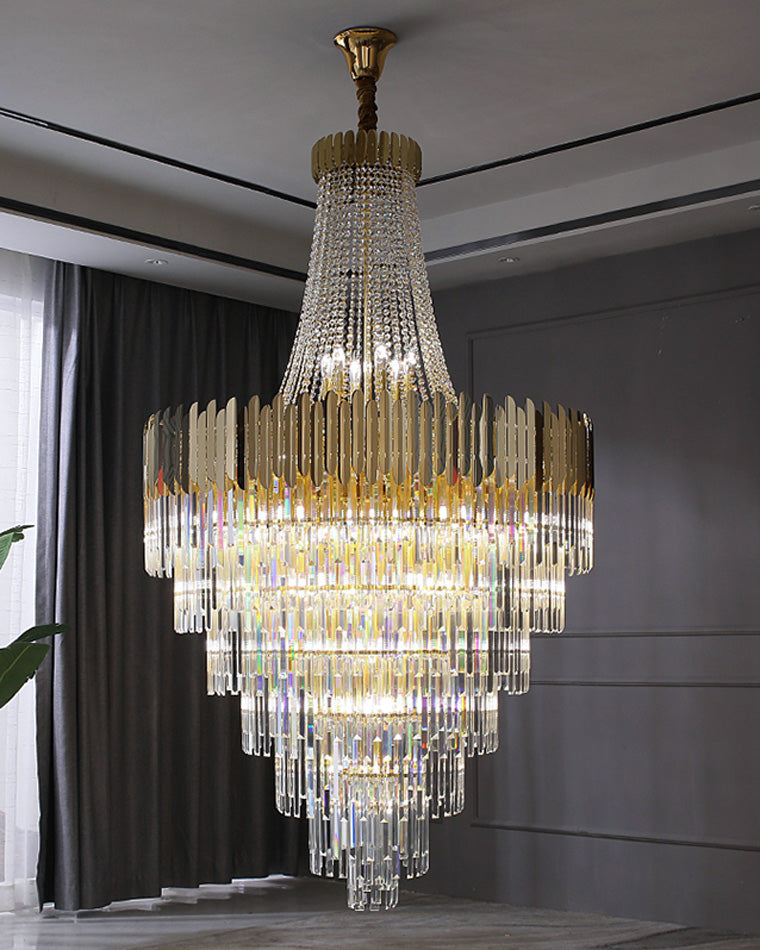 WOMO Tiered Gold Crystal Chandelier-WM2207