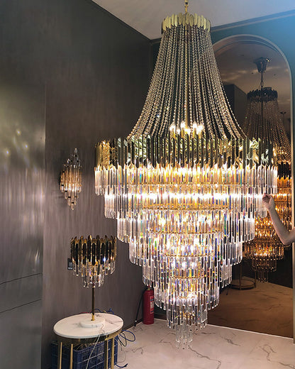 WOMO Tiered Gold Crystal Chandelier-WM2207