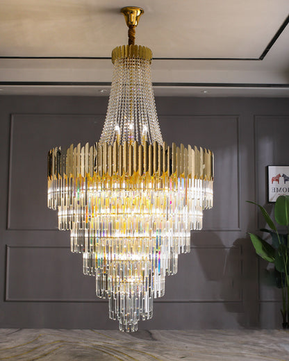 WOMO Tiered Gold Crystal Chandelier-WM2207