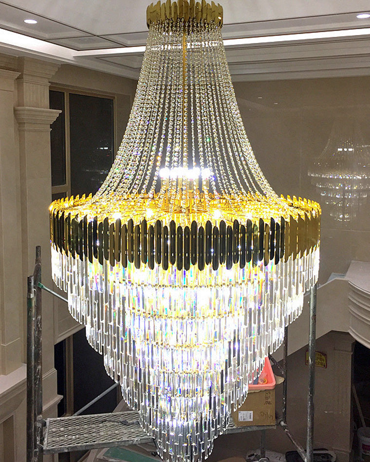 WOMO Tiered Gold Crystal Chandelier-WM2207