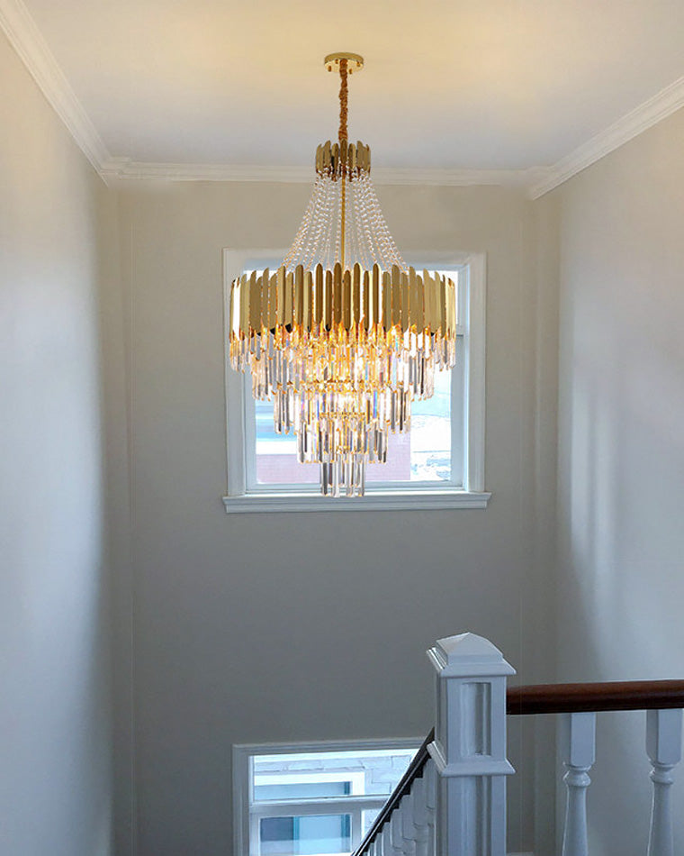 WOMO Tiered Gold Crystal Chandelier-WM2207