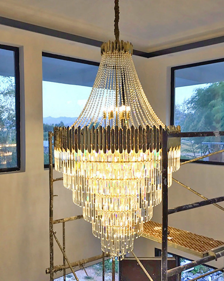 WOMO Tiered Gold Crystal Chandelier-WM2207