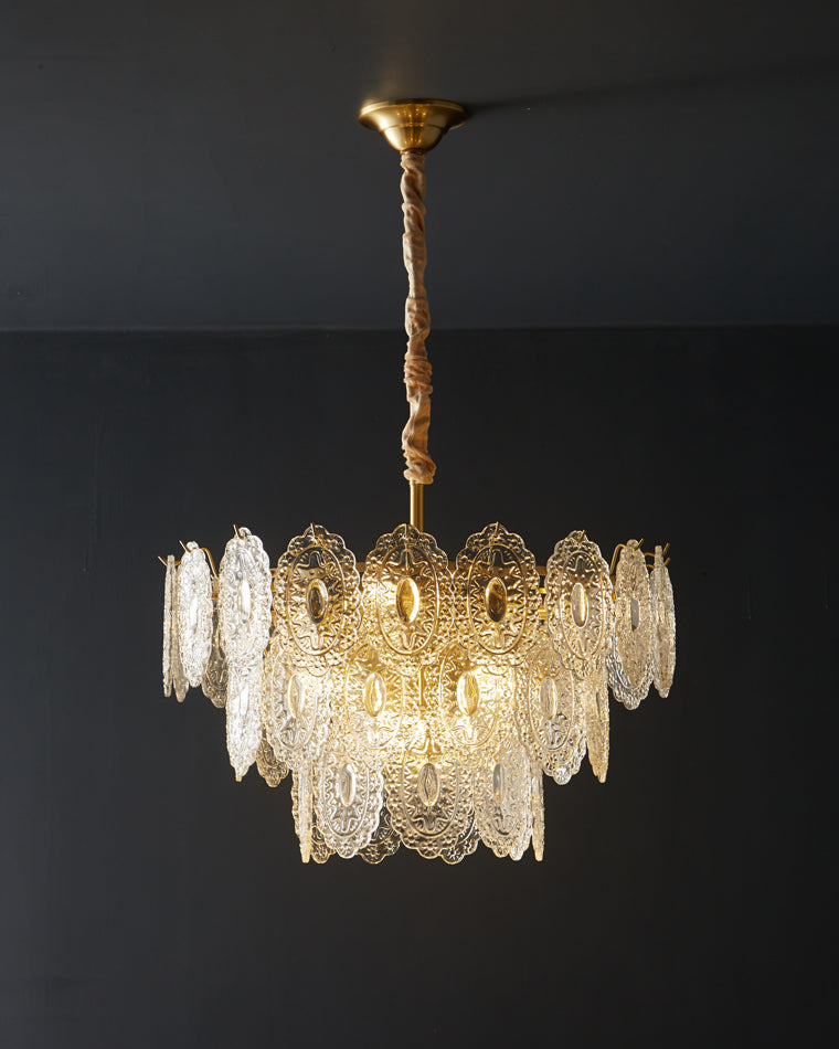 WOMO Tiered Textured Glass Chandelier-WM2208