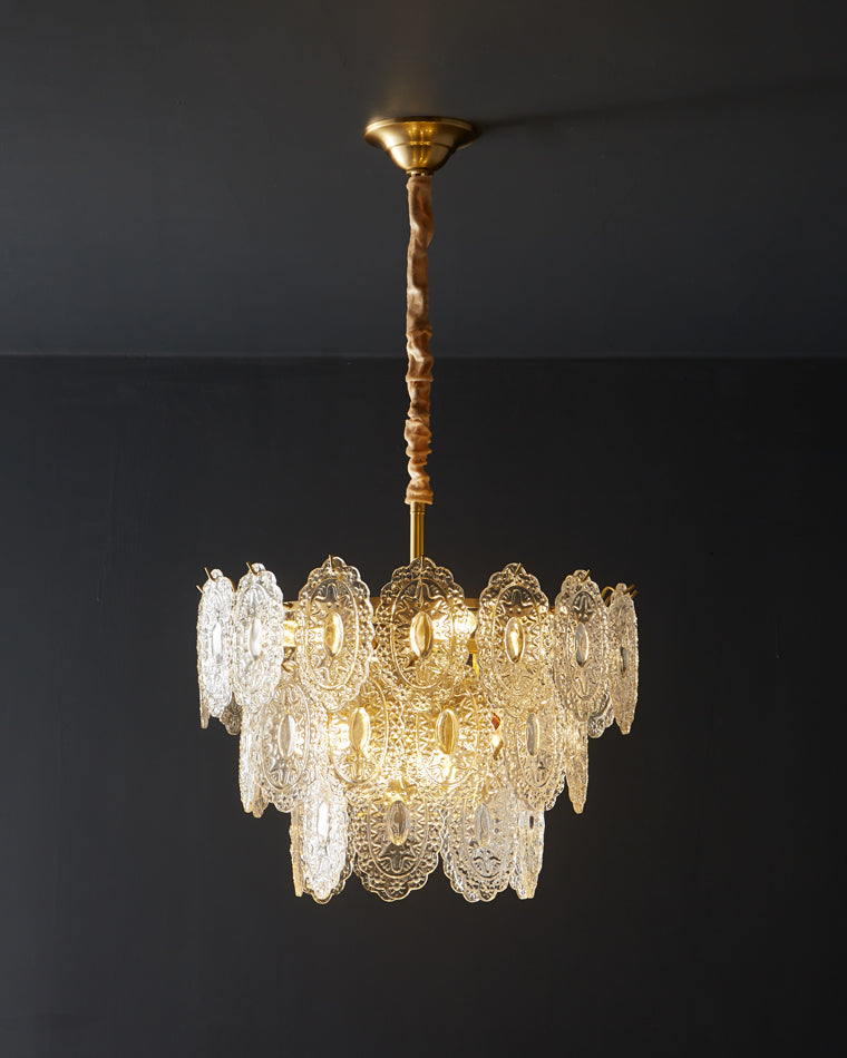 WOMO Tiered Textured Glass Chandelier-WM2208