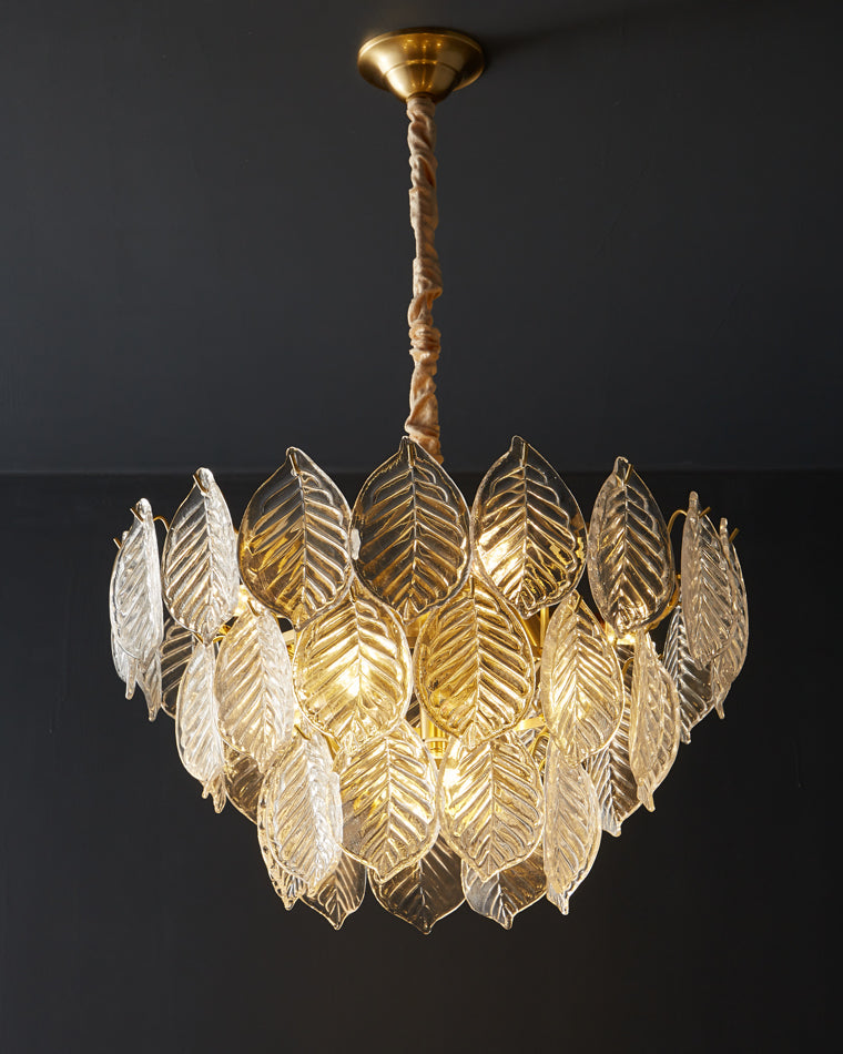 WOMO Tiered Glass Leaf Chandelier-WM2209