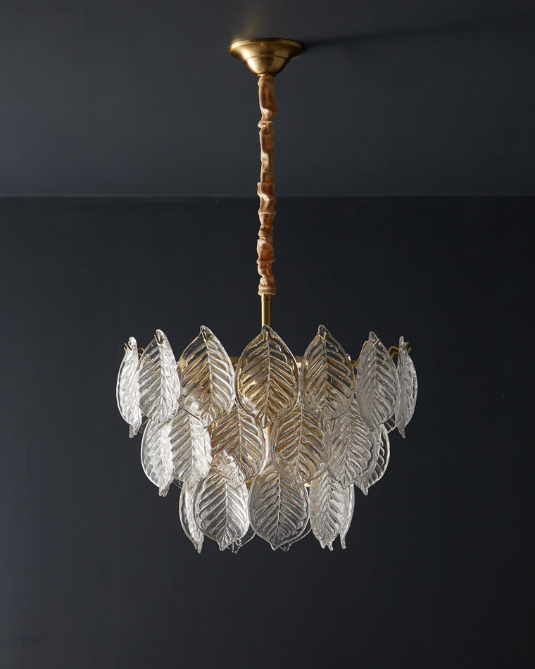 WOMO Tiered Glass Leaf Chandelier-WM2209