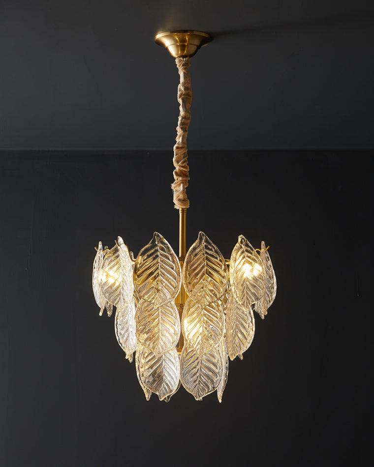 WOMO Tiered Glass Leaf Chandelier-WM2209