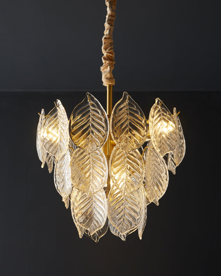 WOMO Tiered Glass Leaf Chandelier-WM2209