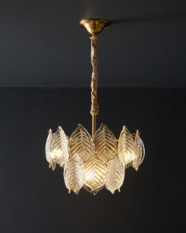 WOMO Tiered Glass Leaf Chandelier-WM2209