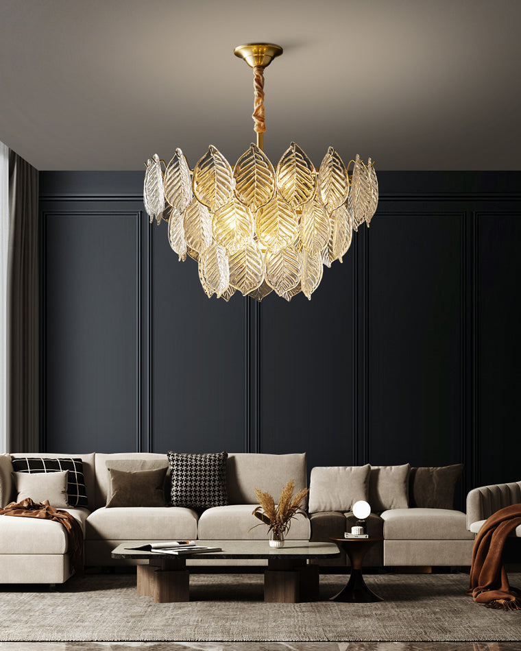 WOMO Tiered Glass Leaf Chandelier-WM2209