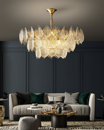 WOMO Tiered Glass Leaf Chandelier-WM2209