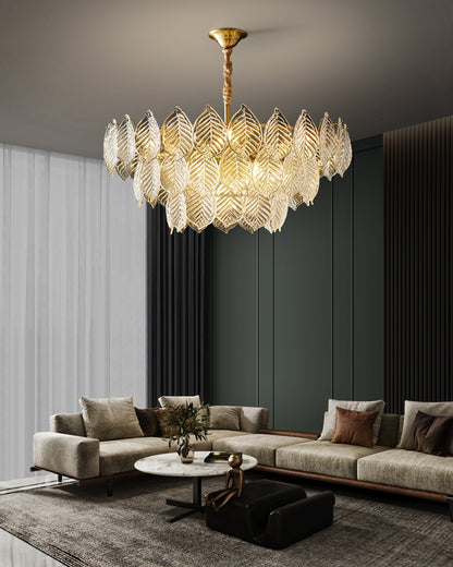 WOMO Tiered Glass Leaf Chandelier-WM2209