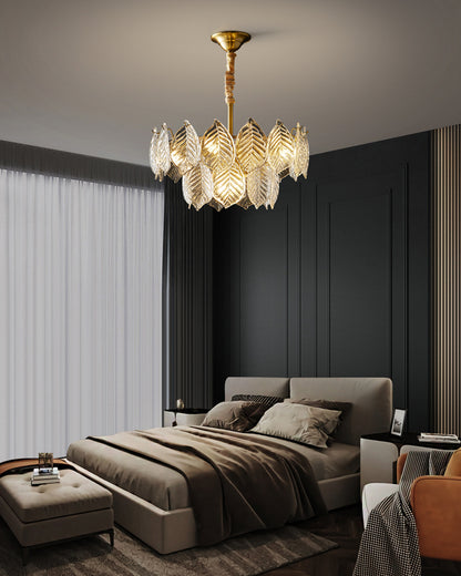 WOMO Tiered Glass Leaf Chandelier-WM2209