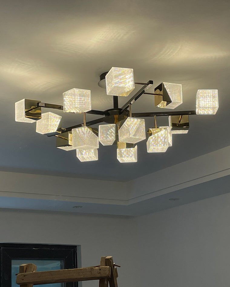 WOMO Prismatic Cube Gold Chandelier-WM2211