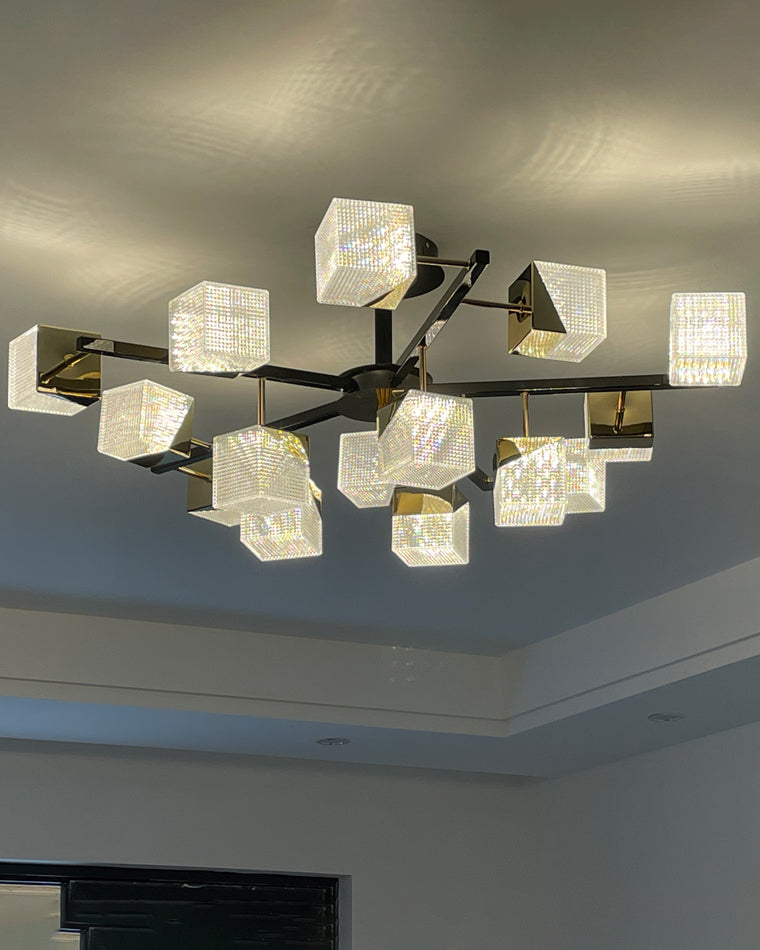 WOMO Prismatic Cube Gold Chandelier-WM2211