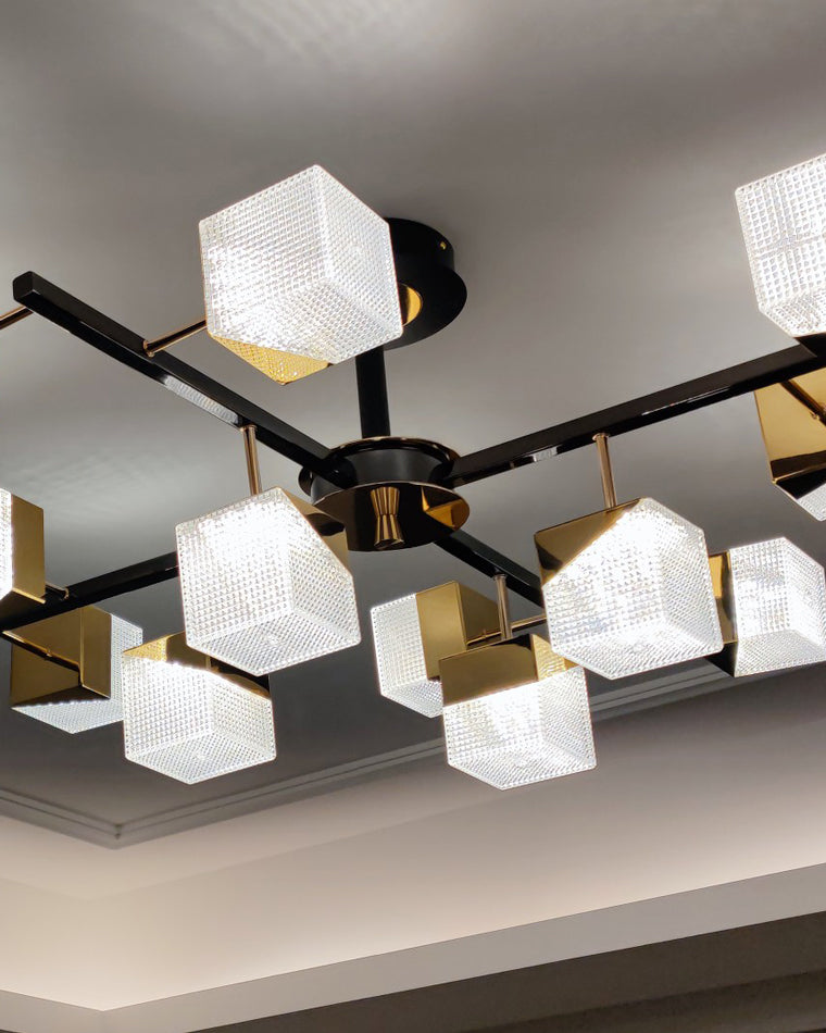 WOMO Prismatic Cube Gold Chandelier-WM2211