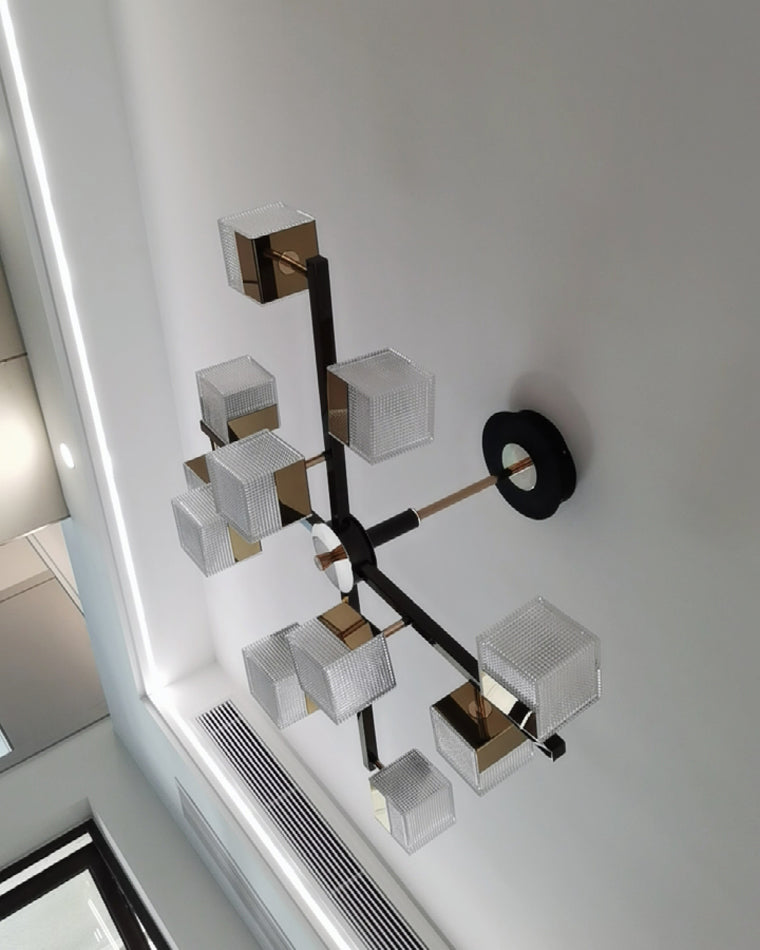 WOMO Cubes Gold Chandelier-WM2211